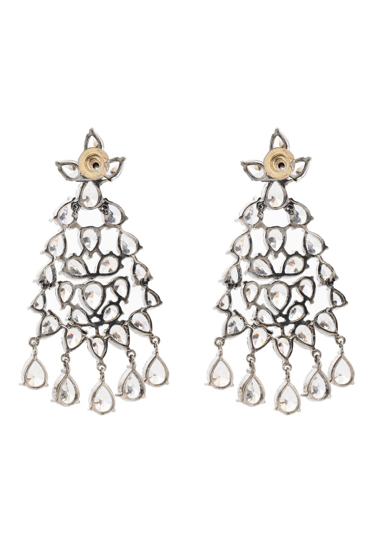 Gold & White Crystal Earrings 