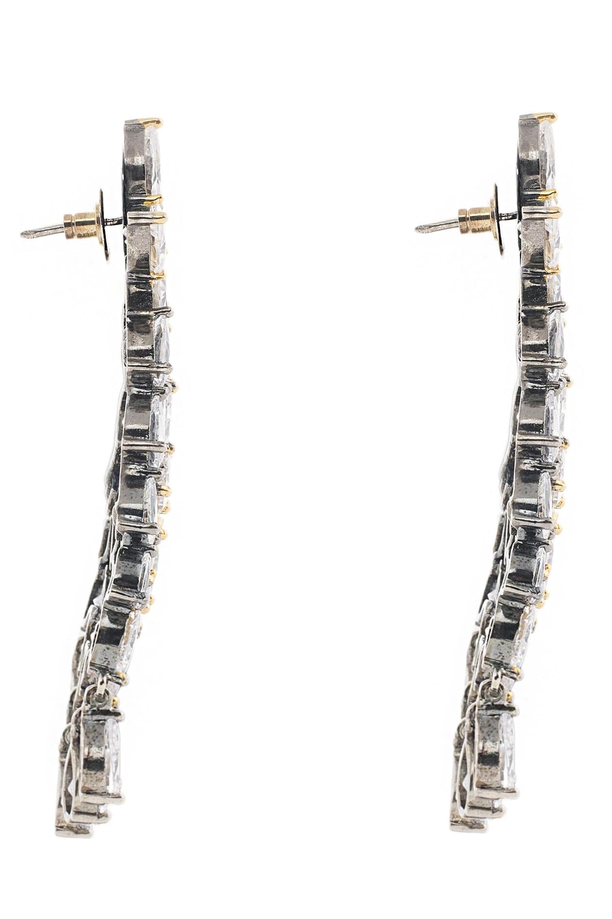 Gold & White Crystal Earrings 