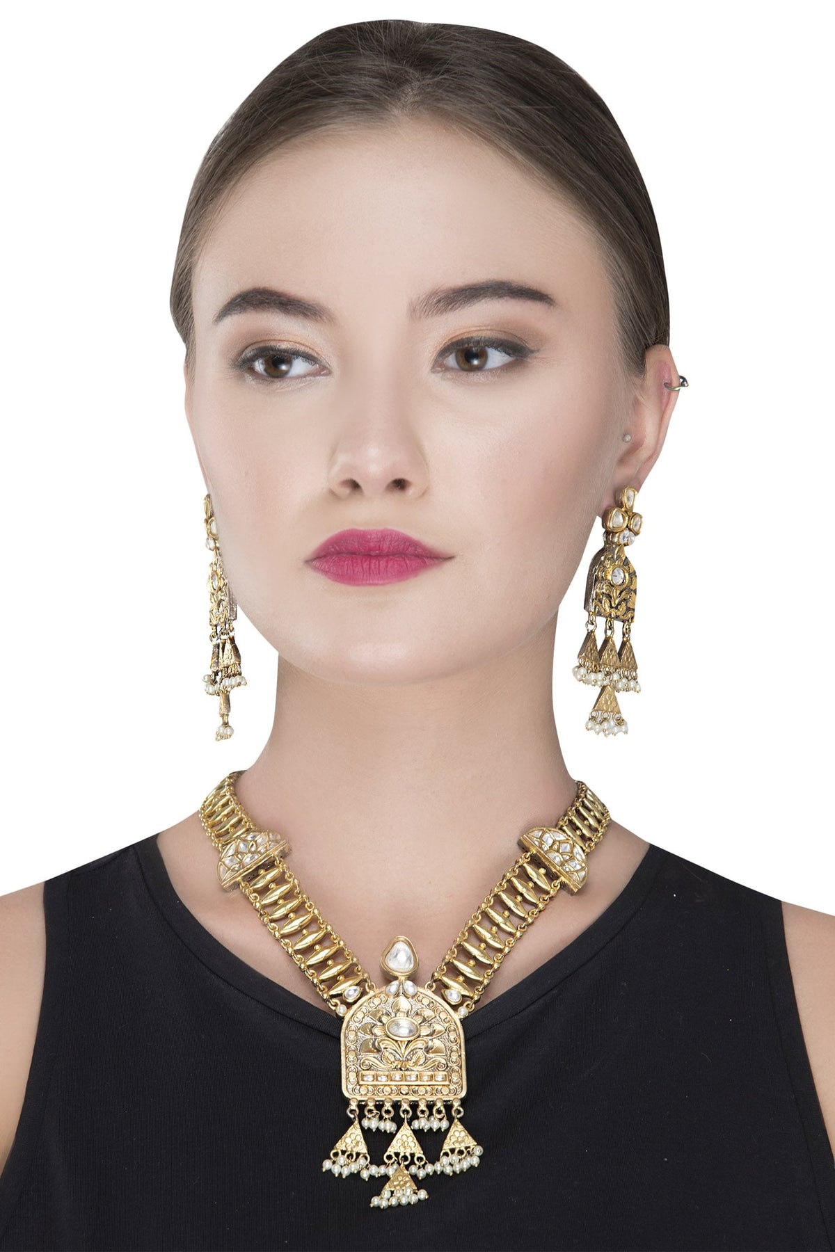 Kundan Gold Necklace Set 