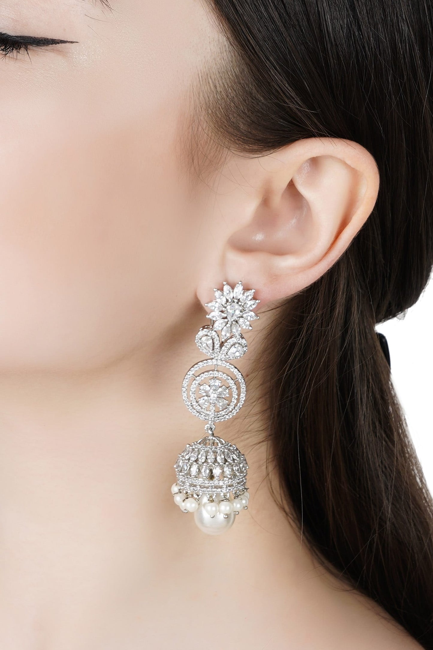 Crystal Long Jhumkas 
