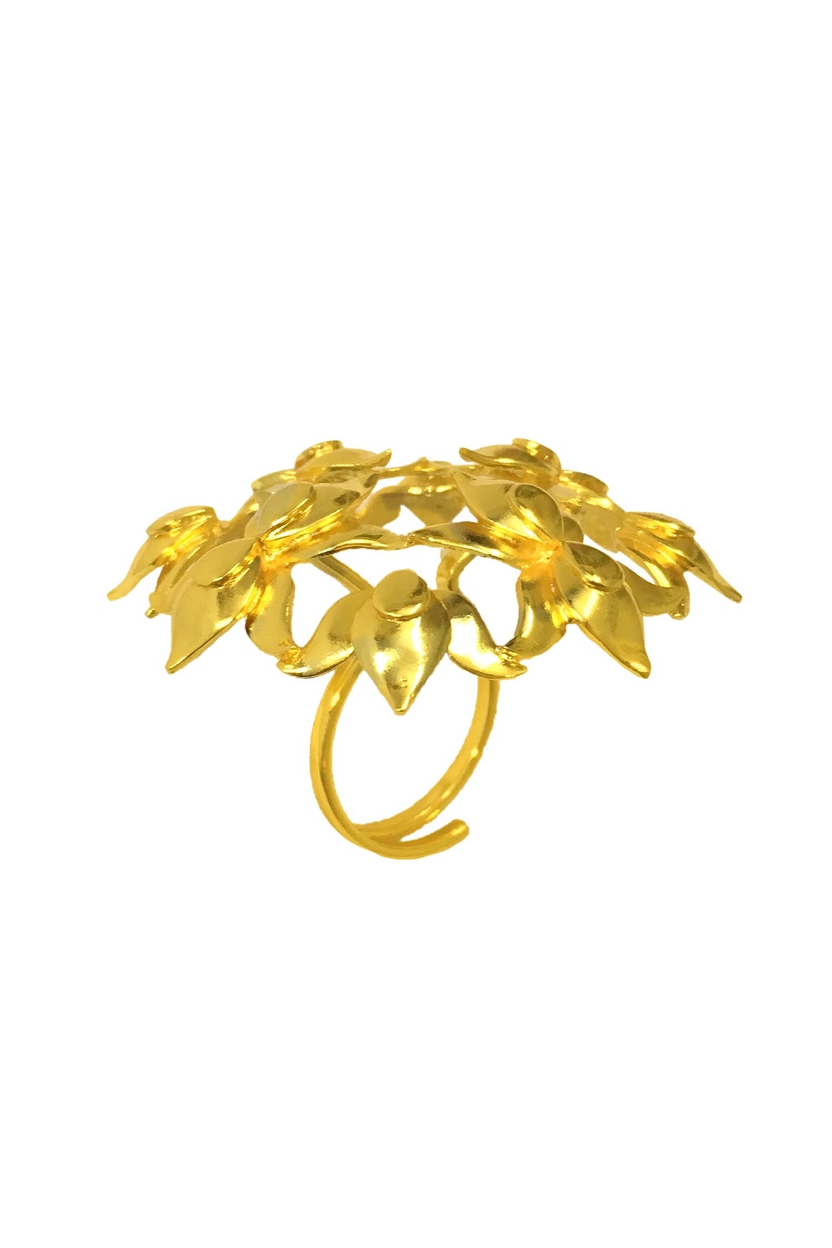 Lotus Carved Adjustable Ring 