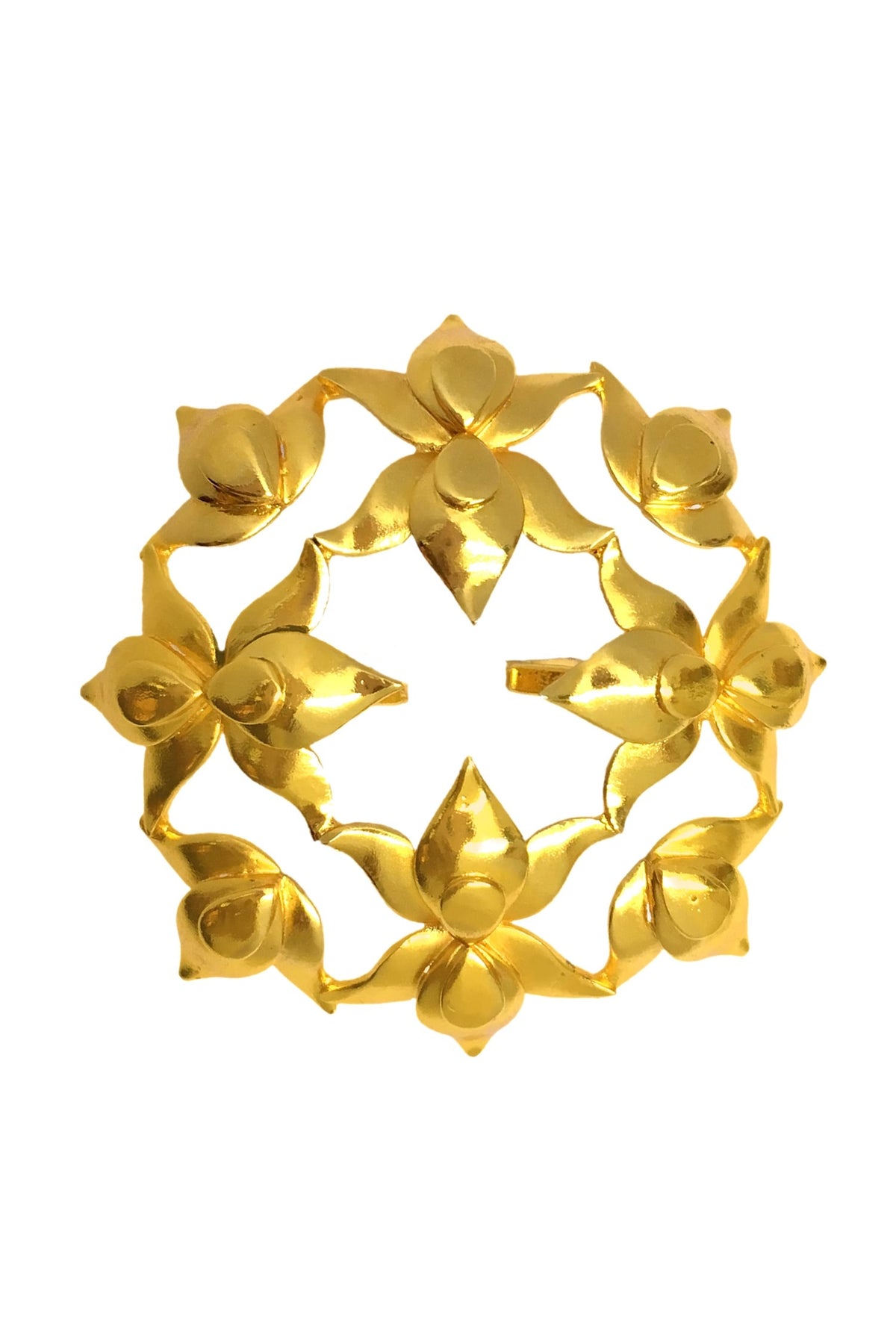 Lotus Carved Adjustable Ring 