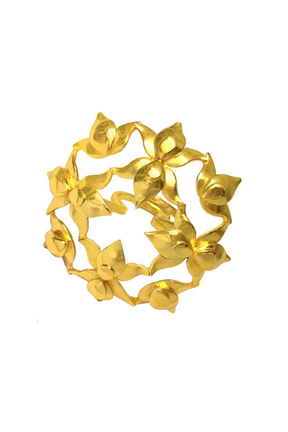 Lotus Carved Adjustable Ring 