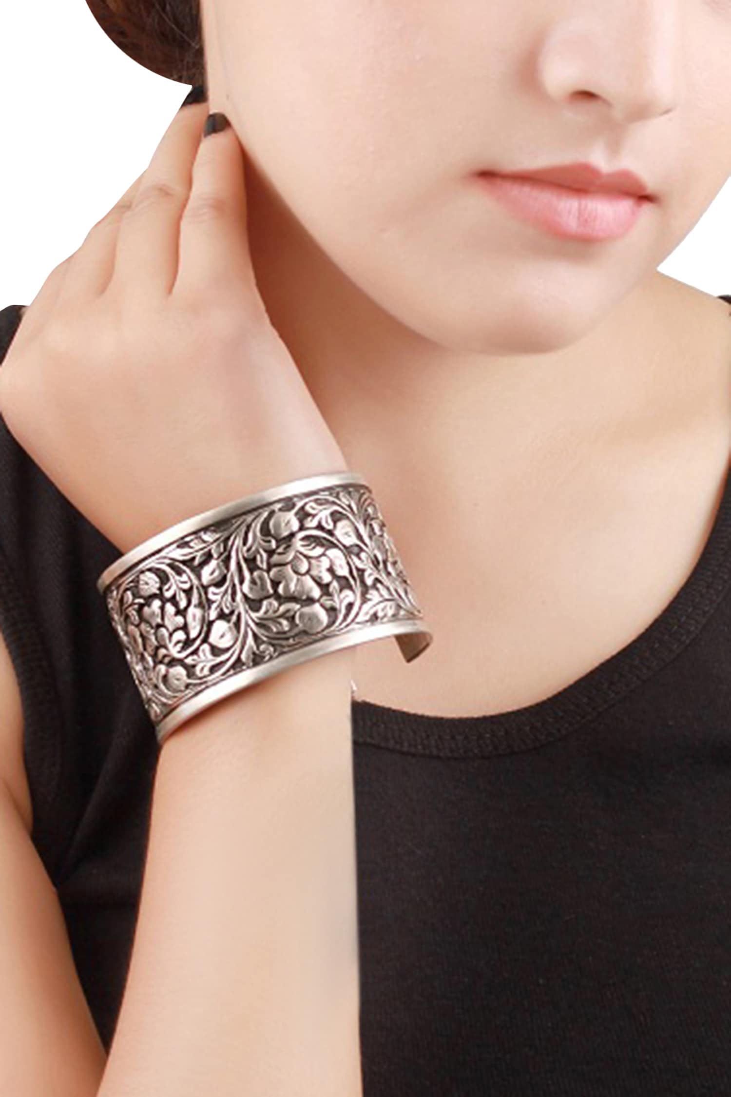 Carved Oxidised Kada 