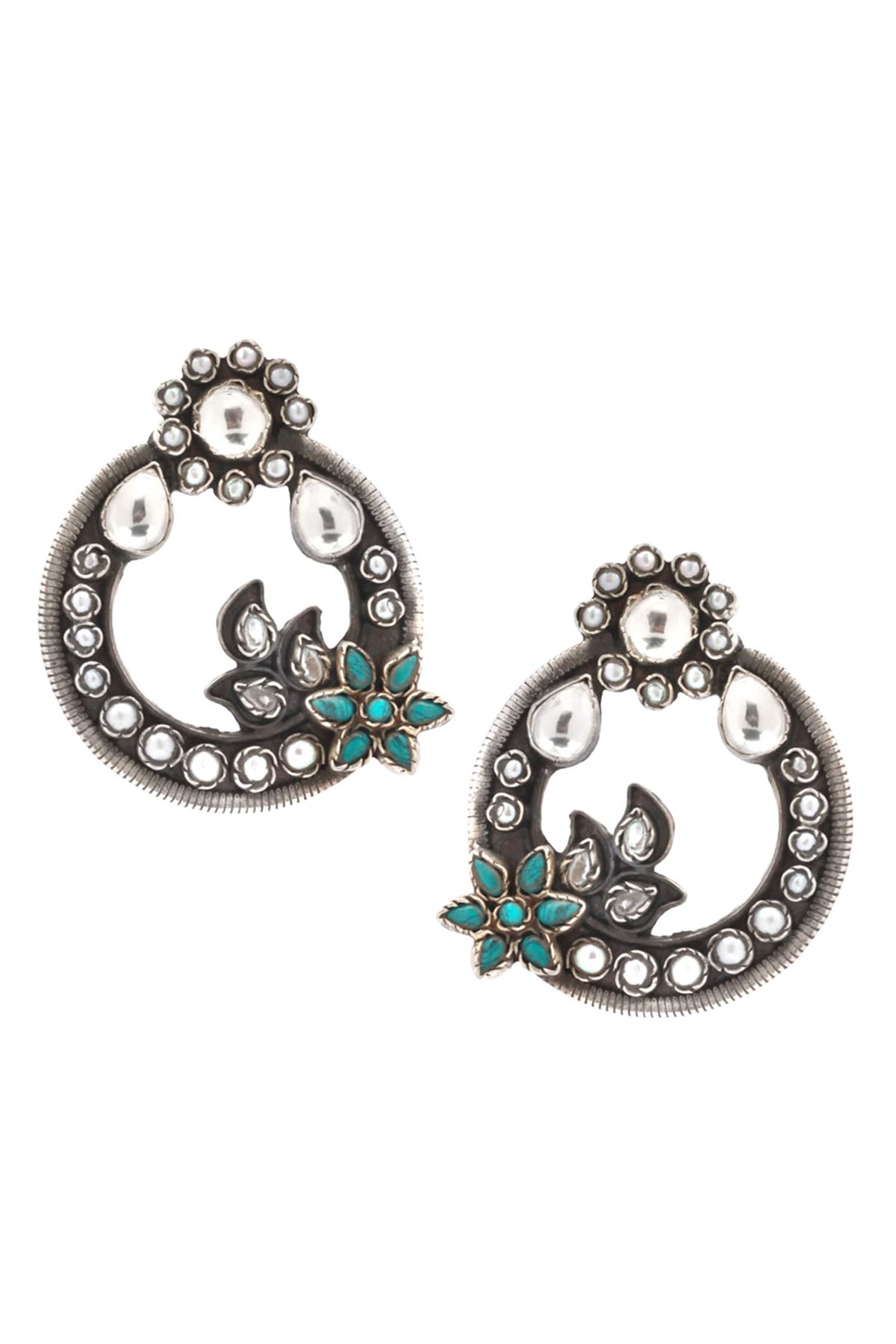 Stone Hoop Earrings 