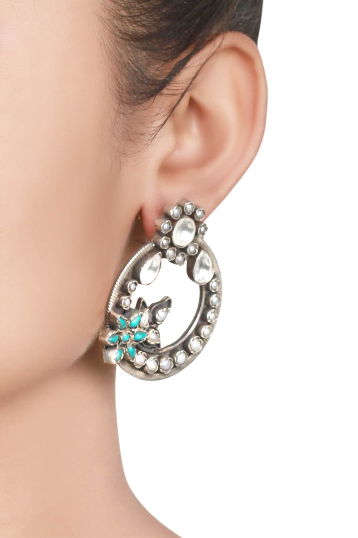 Stone Hoop Earrings 