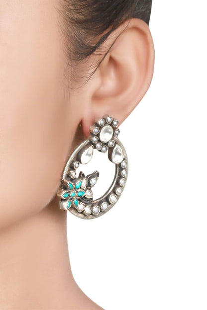 Stone Hoop Earrings 