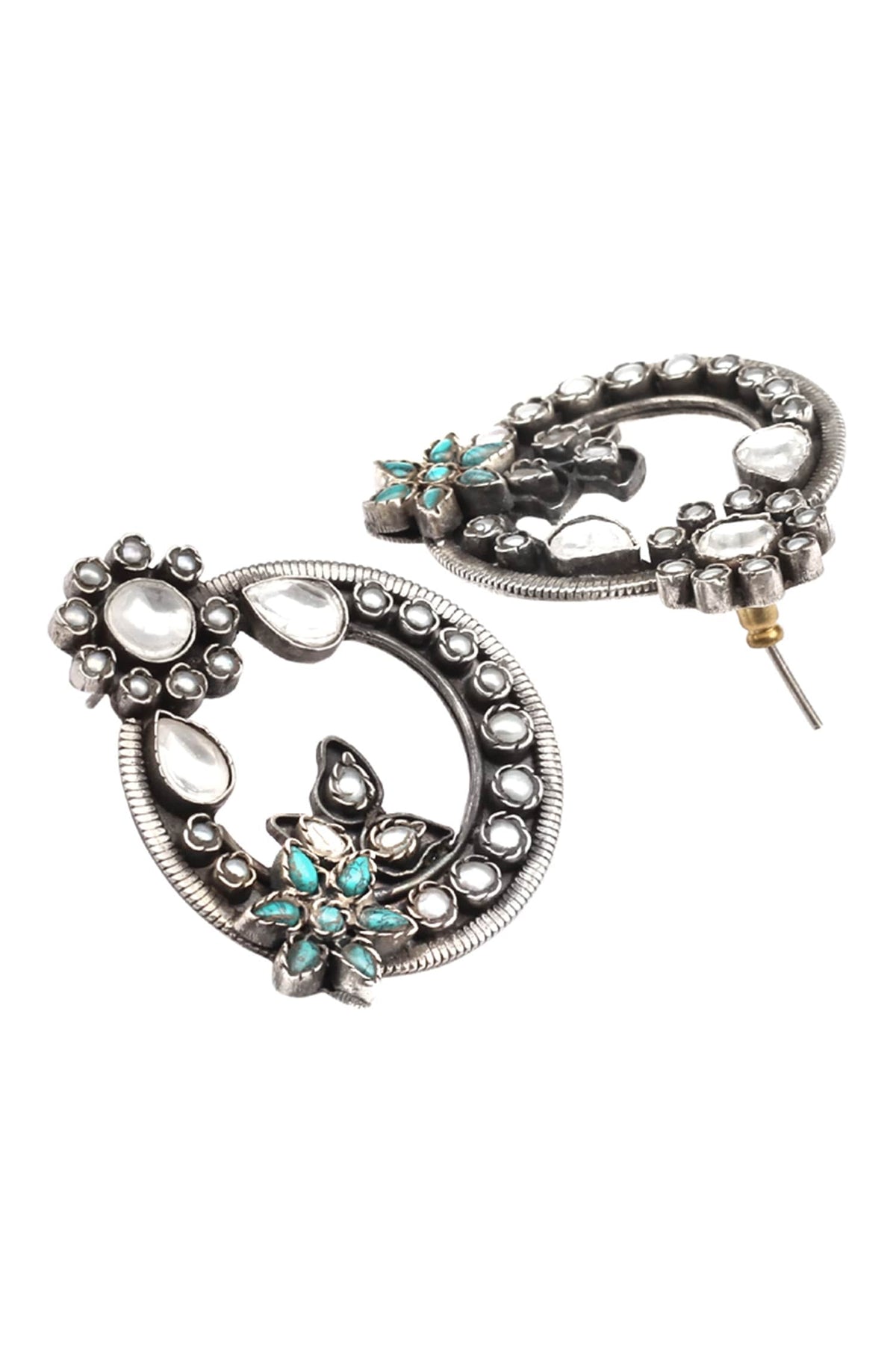 Stone Hoop Earrings 