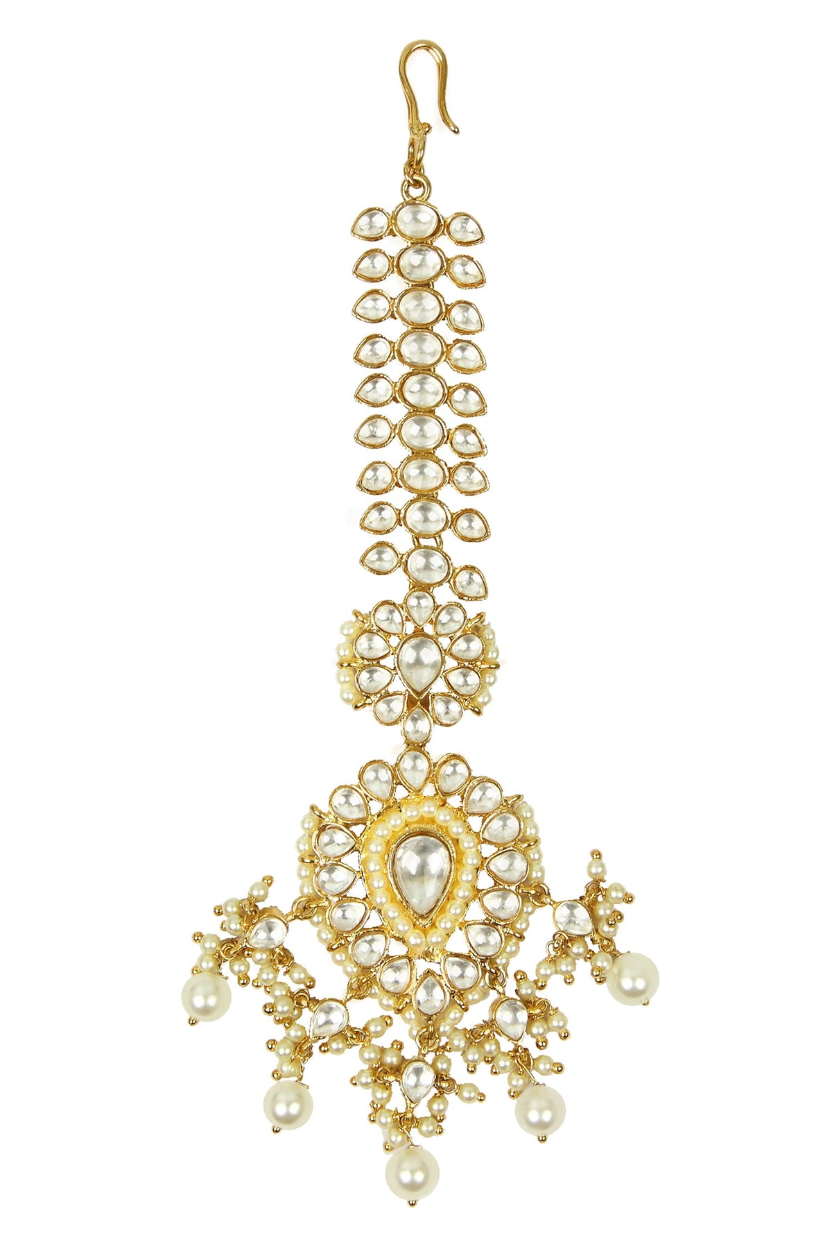 Gold Stone & Bead Maangtikka 