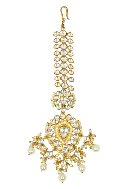 Gold Stone & Bead Maangtikka 