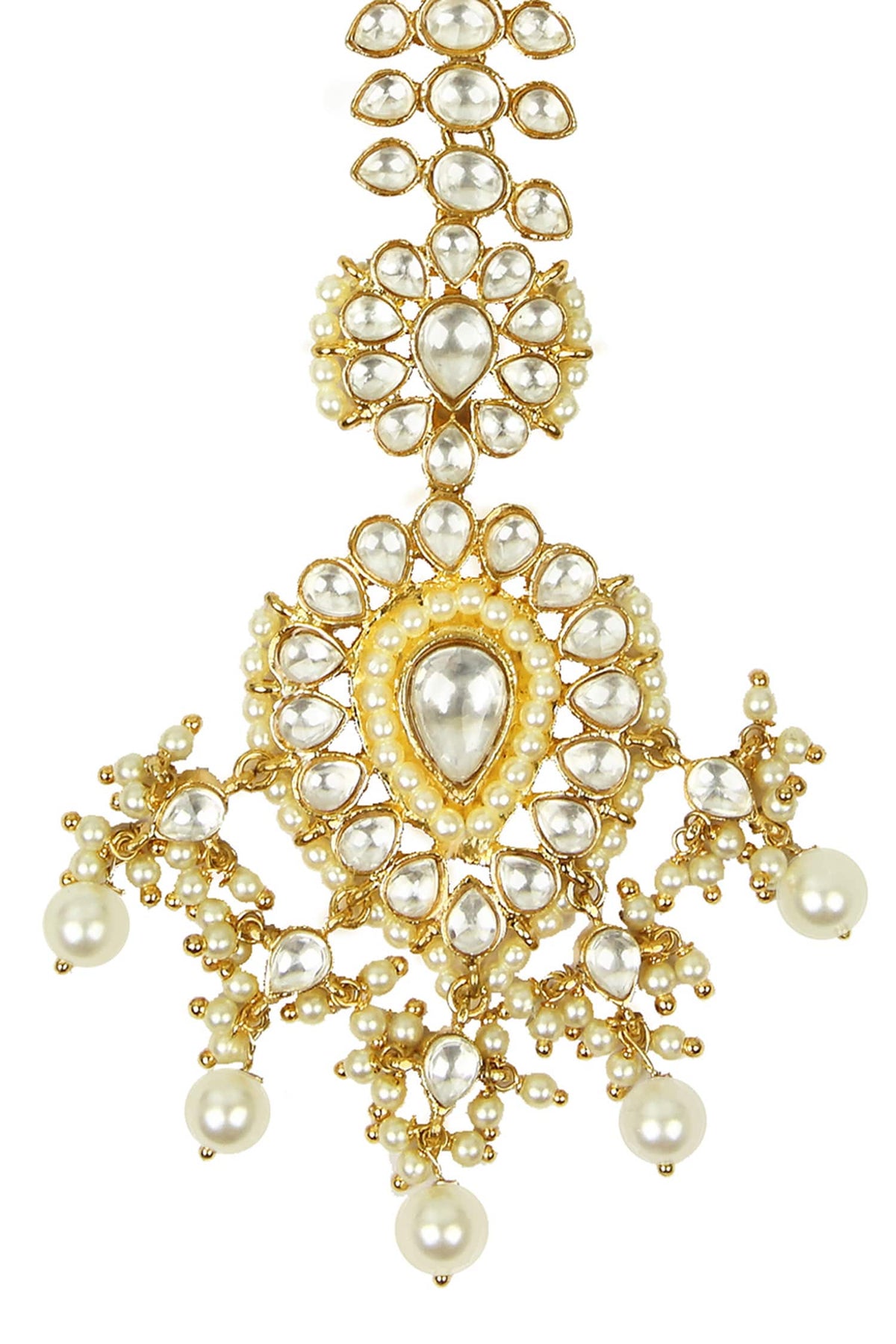 Gold Stone & Bead Maangtikka 