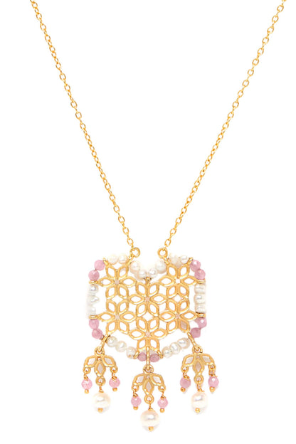 Bead Cutwork Pendant Necklace 
