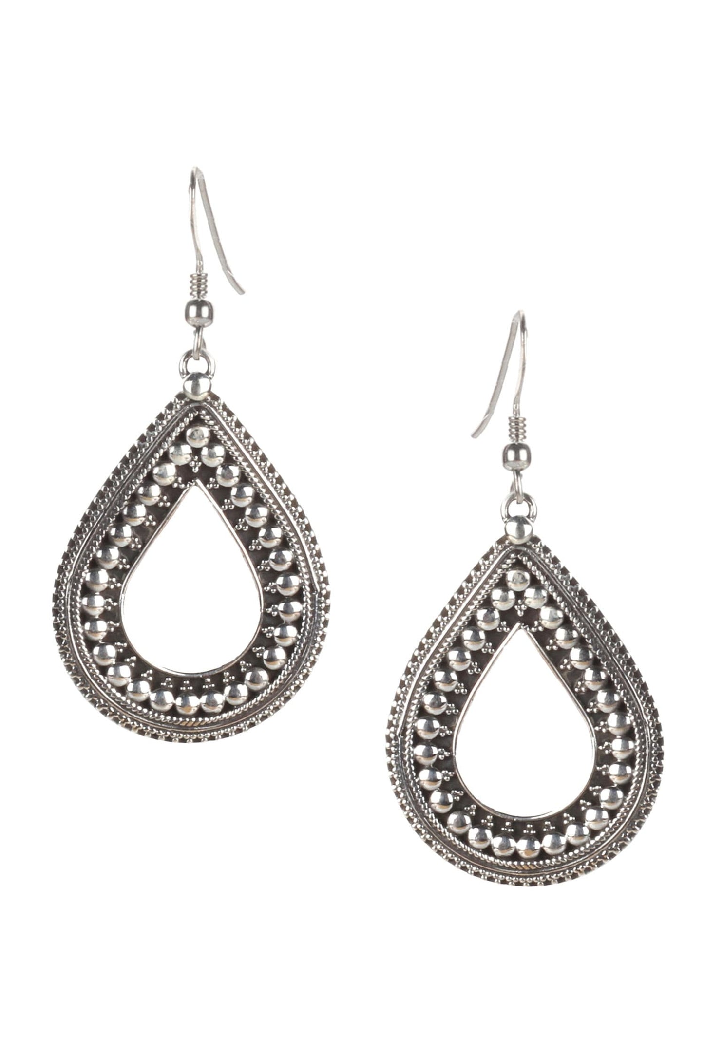 Handmade Teardrop Cutwork Danglers 