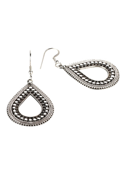 Handmade Teardrop Cutwork Danglers 