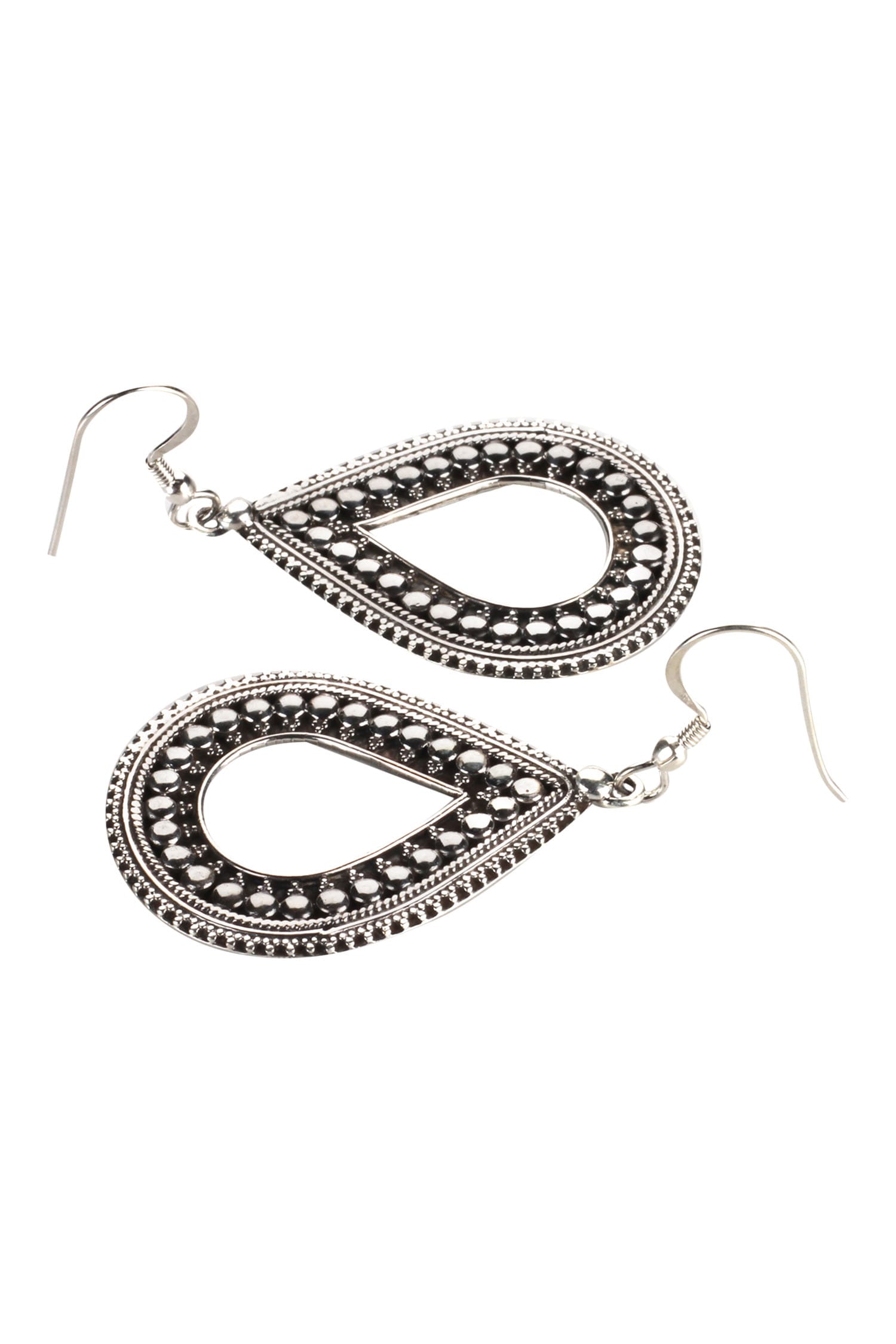 Handmade Teardrop Cutwork Danglers 