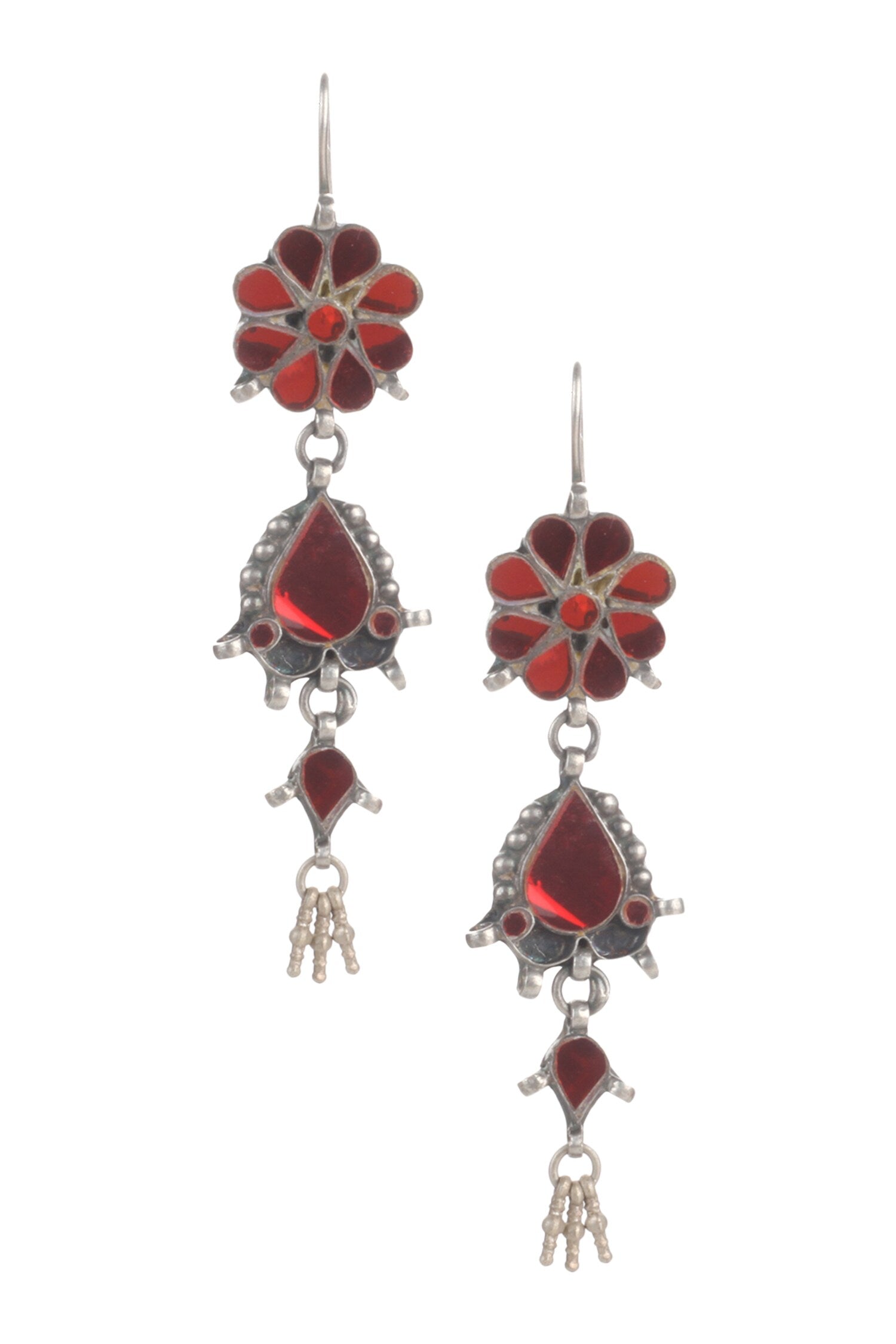 Handmade Floral Glass Stone Danglers 