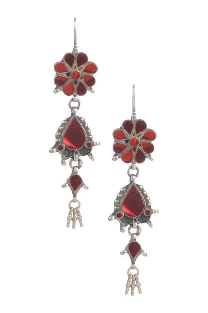 Handmade Floral Glass Stone Danglers 