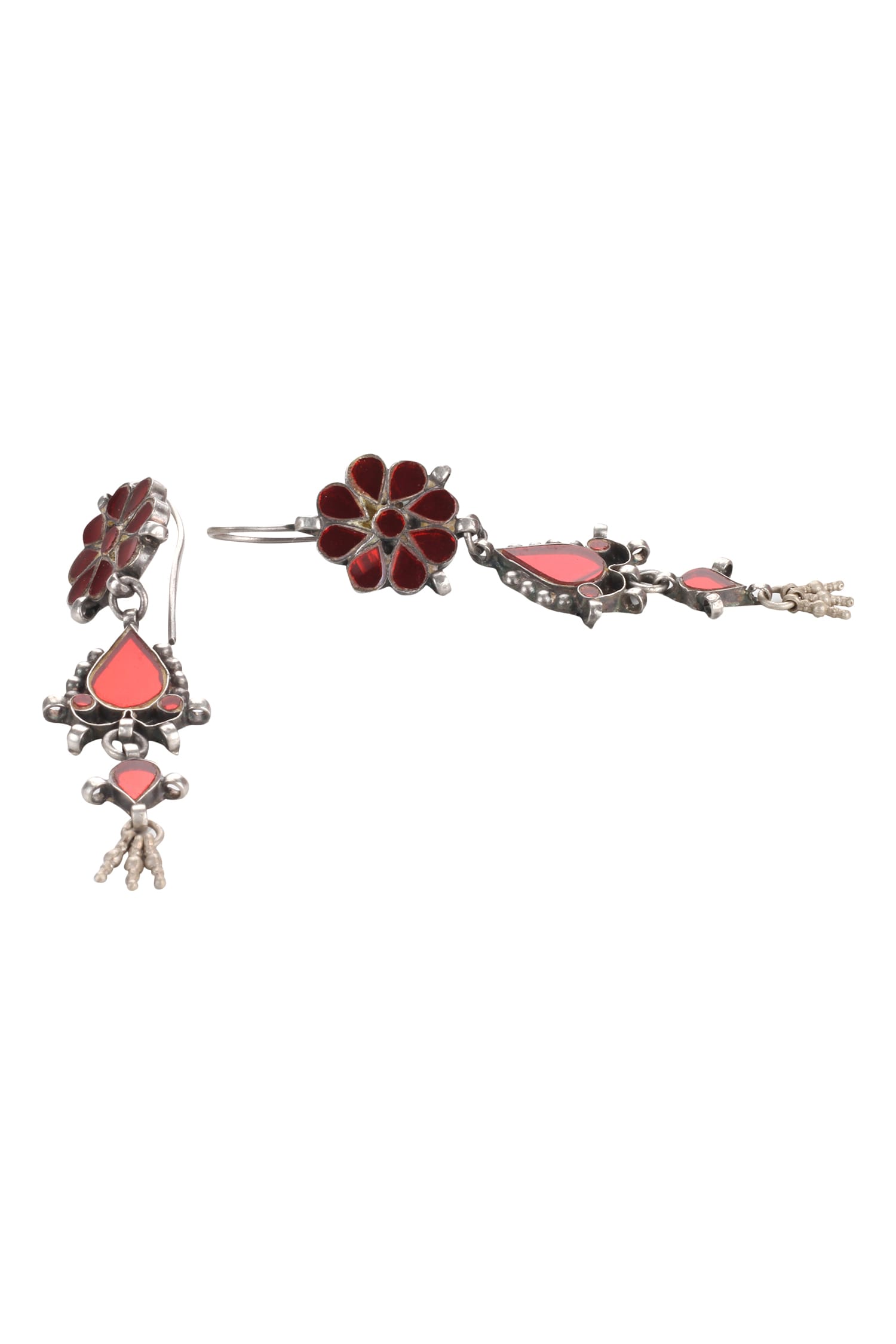 Handmade Floral Glass Stone Danglers 