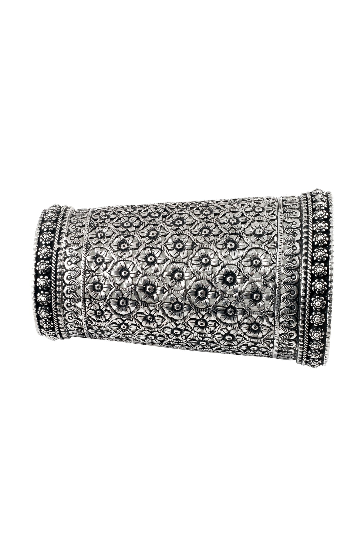 Handmade Floral Carved Cuff Bangle 