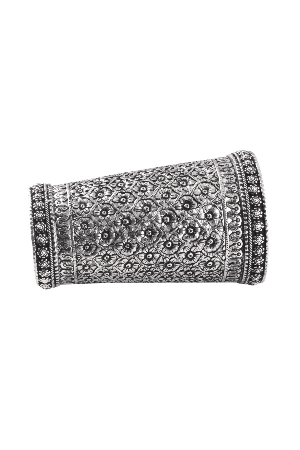 Handmade Floral Carved Cuff Bangle 