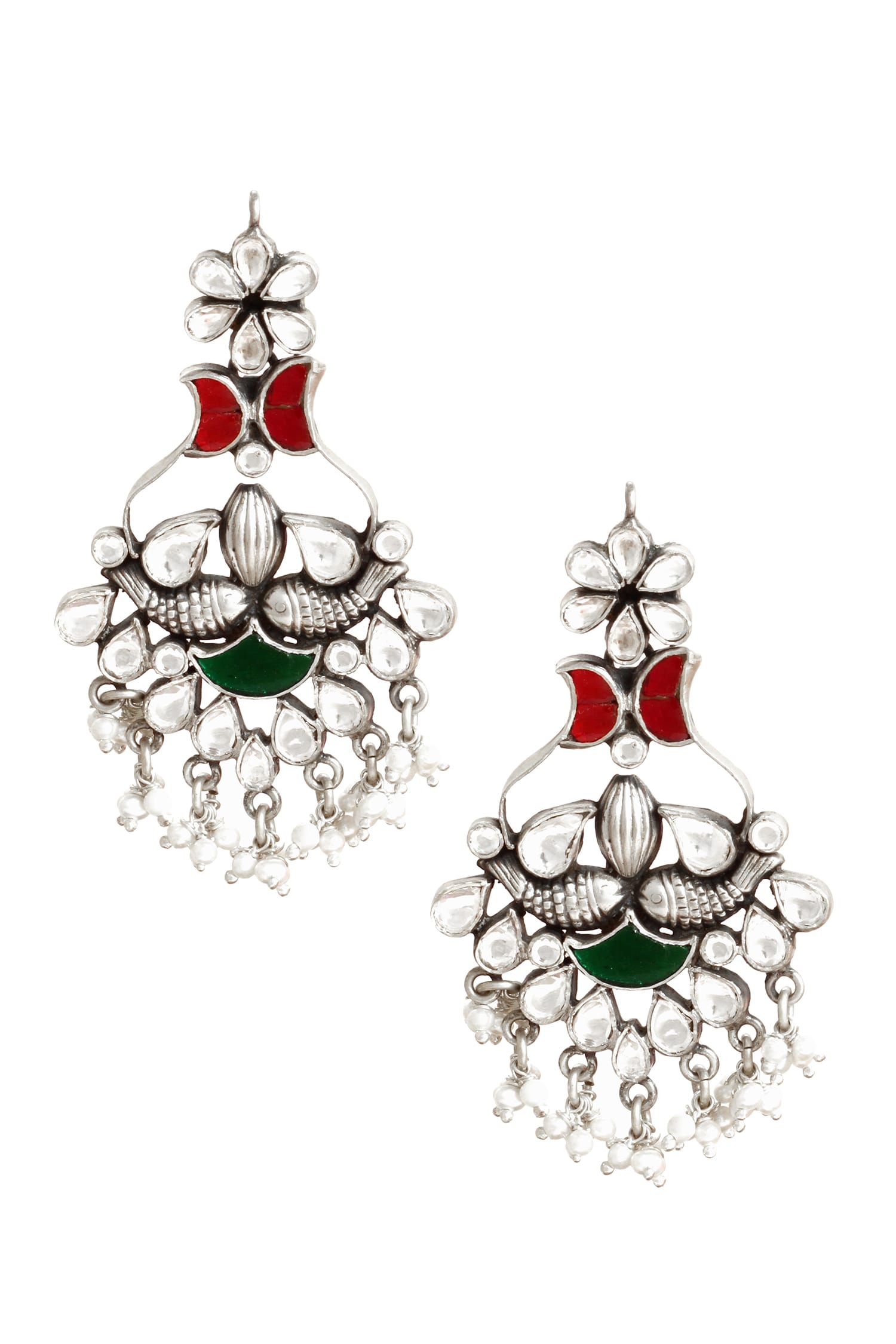 Handmade Kundan Floral Danglers 