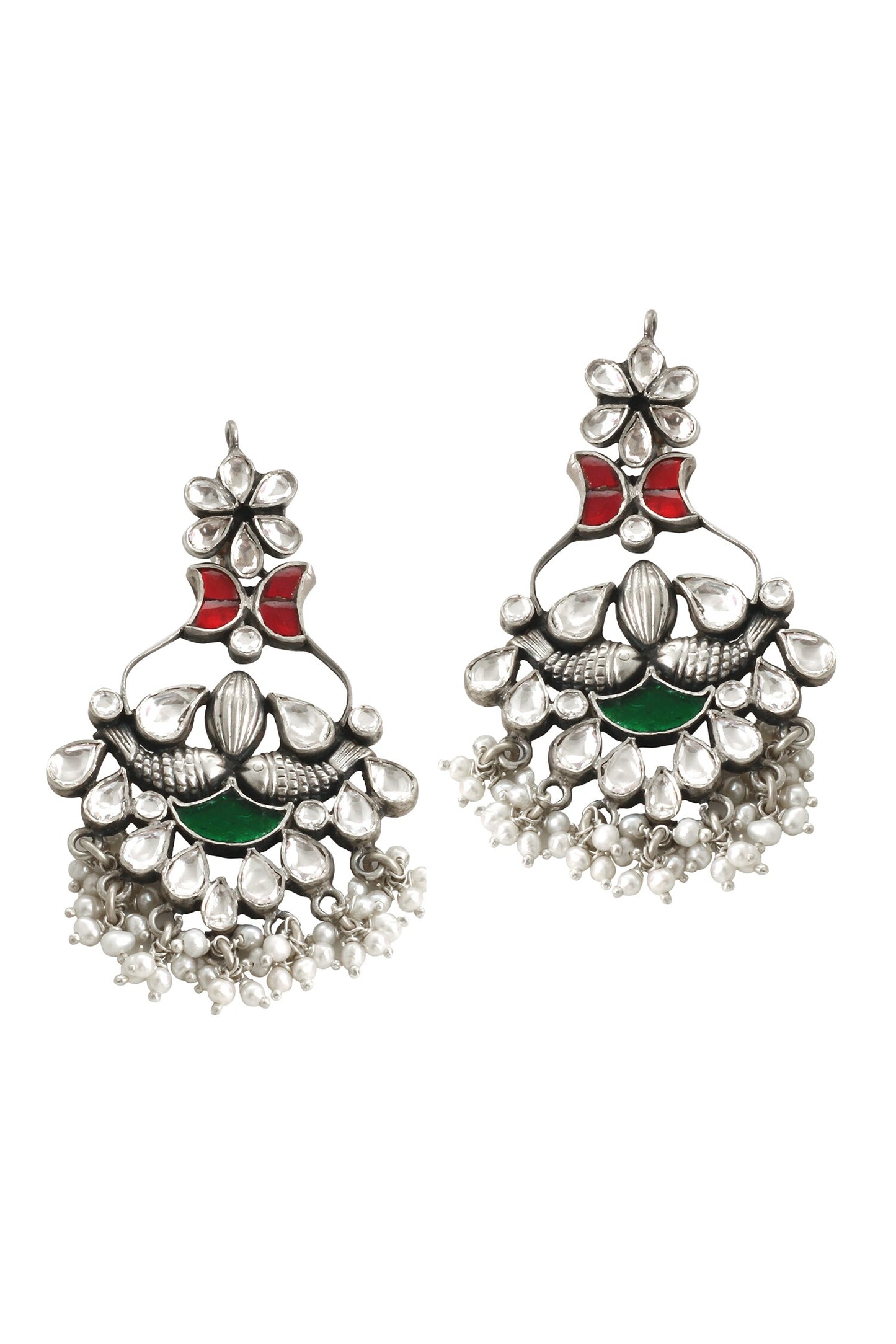 Handmade Kundan Floral Danglers 
