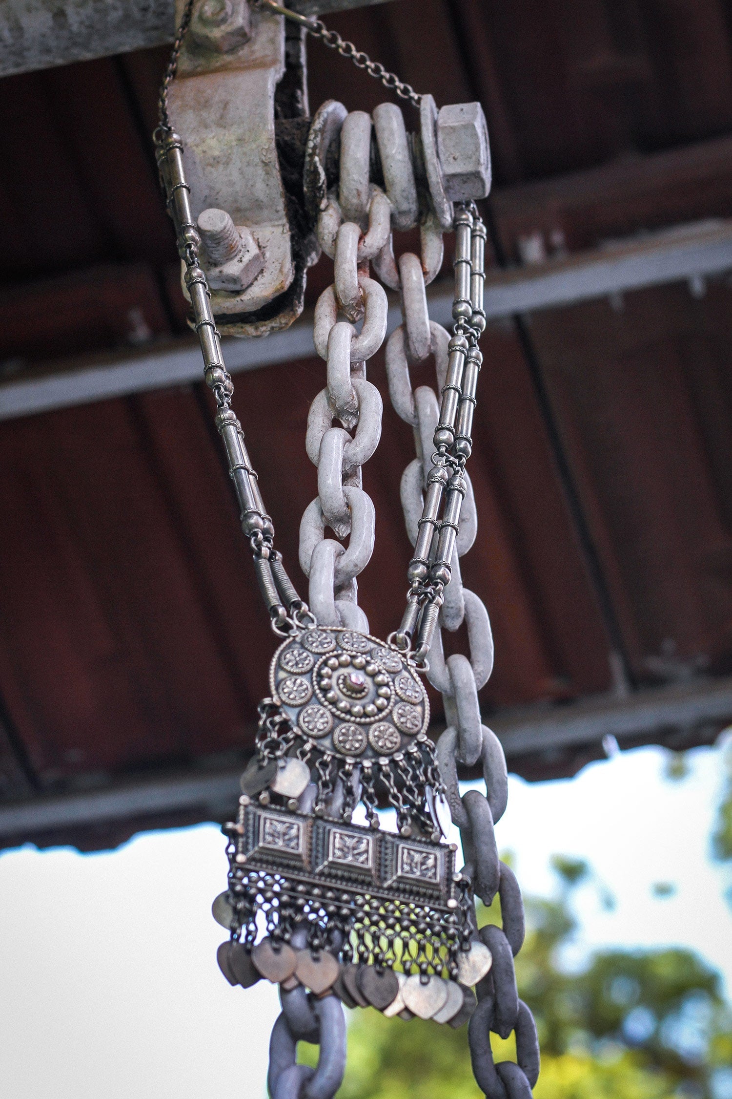 Handmade Carved Pendant Necklace 