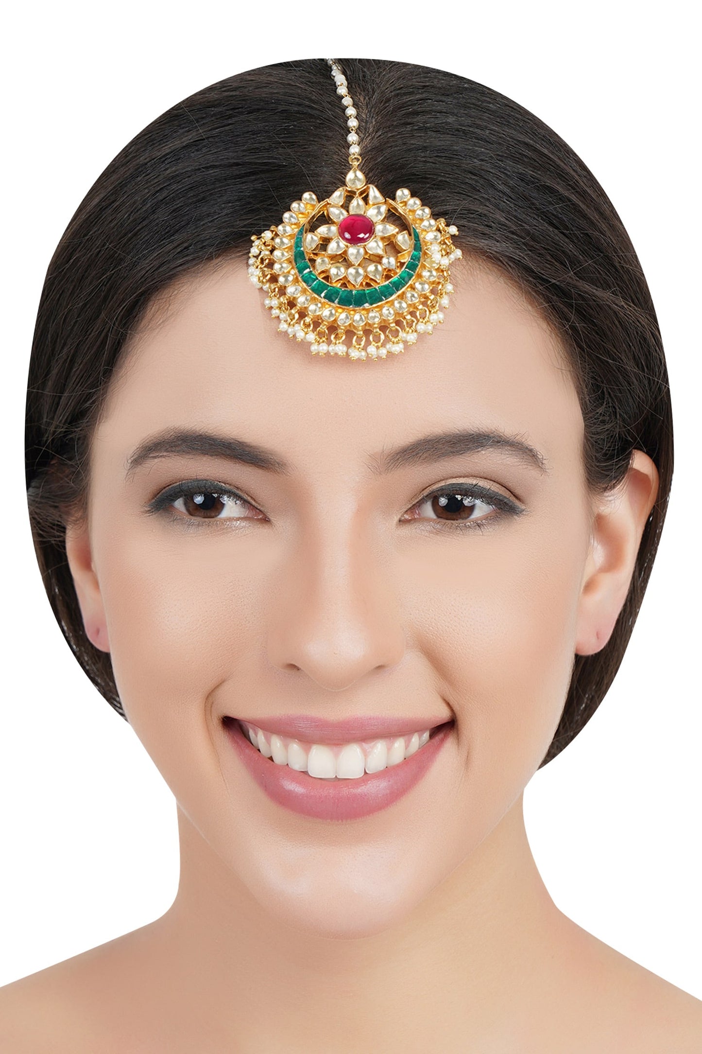 Kundan Crescent Moon Maangtikka  