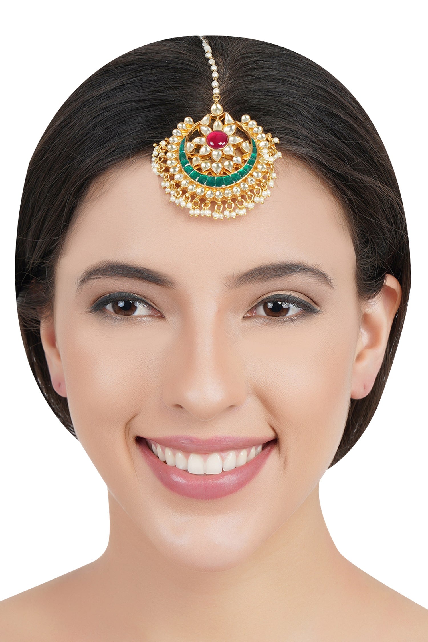 Kundan Crescent Moon Maangtikka  