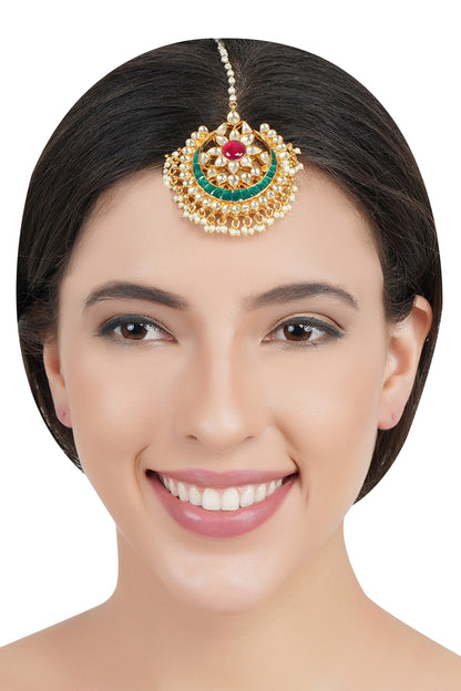 Kundan Crescent Moon Maangtikka  