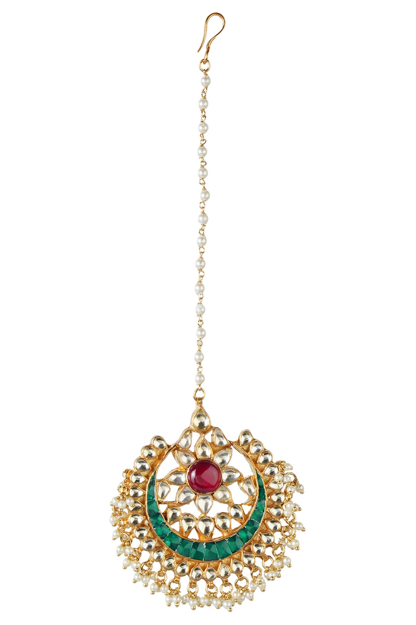 Kundan Crescent Moon Maangtikka  