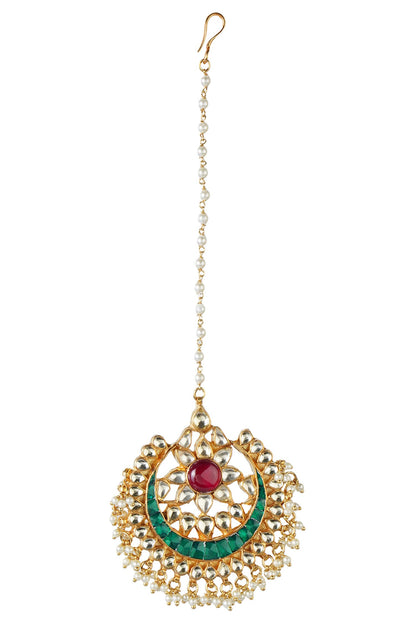 Kundan Crescent Moon Maangtikka  