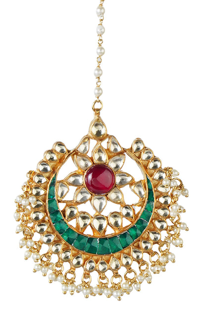 Kundan Crescent Moon Maangtikka  
