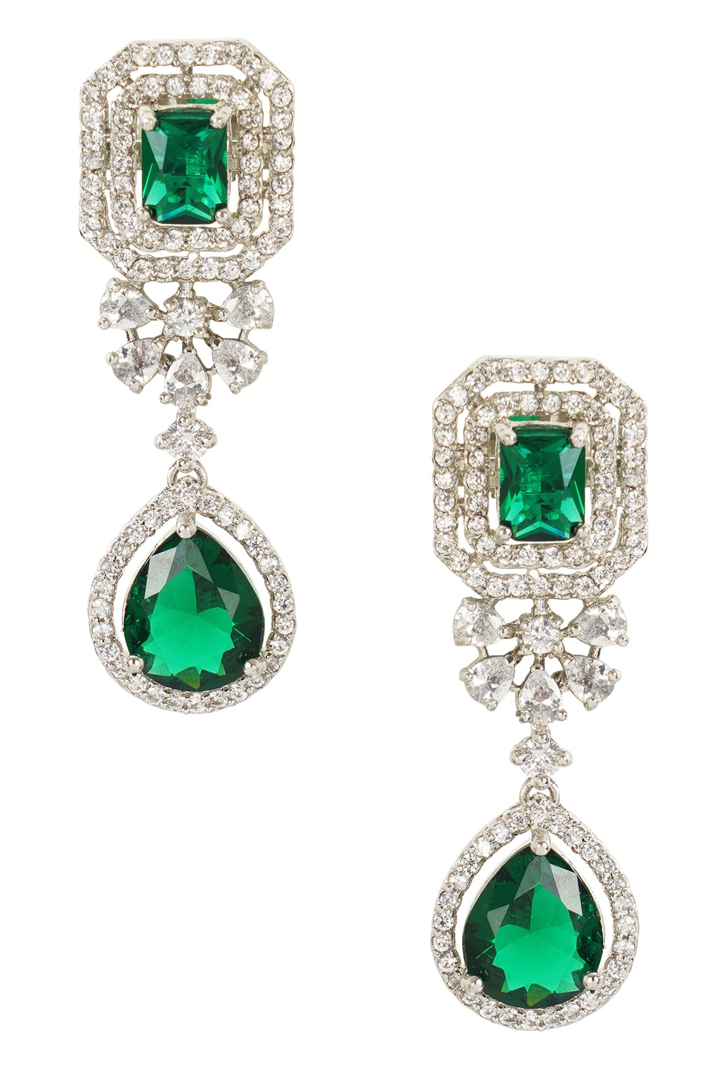 Geometric Teardrop Crystal Necklace Set 