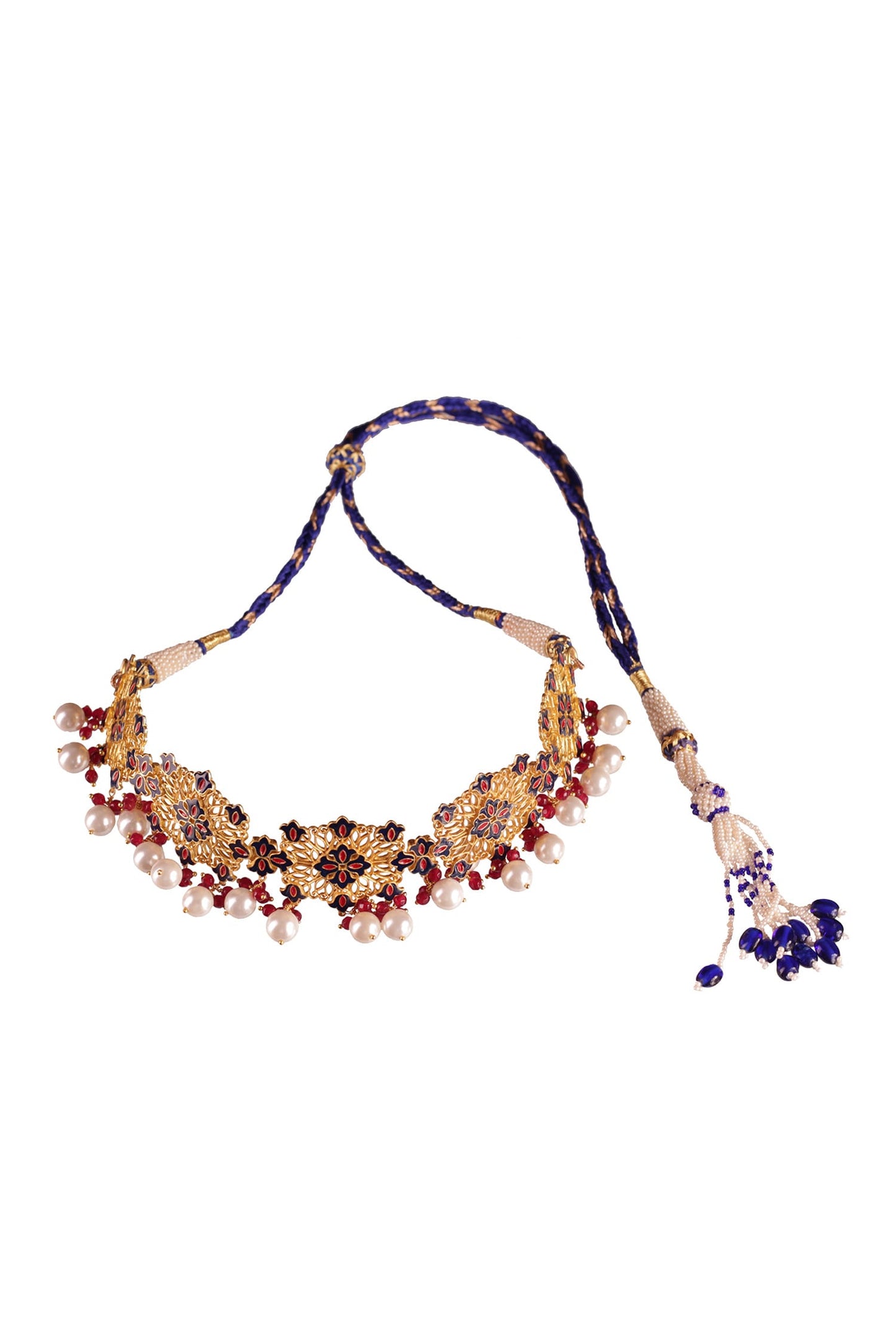 Floral Enamel Bead Drop Choker 