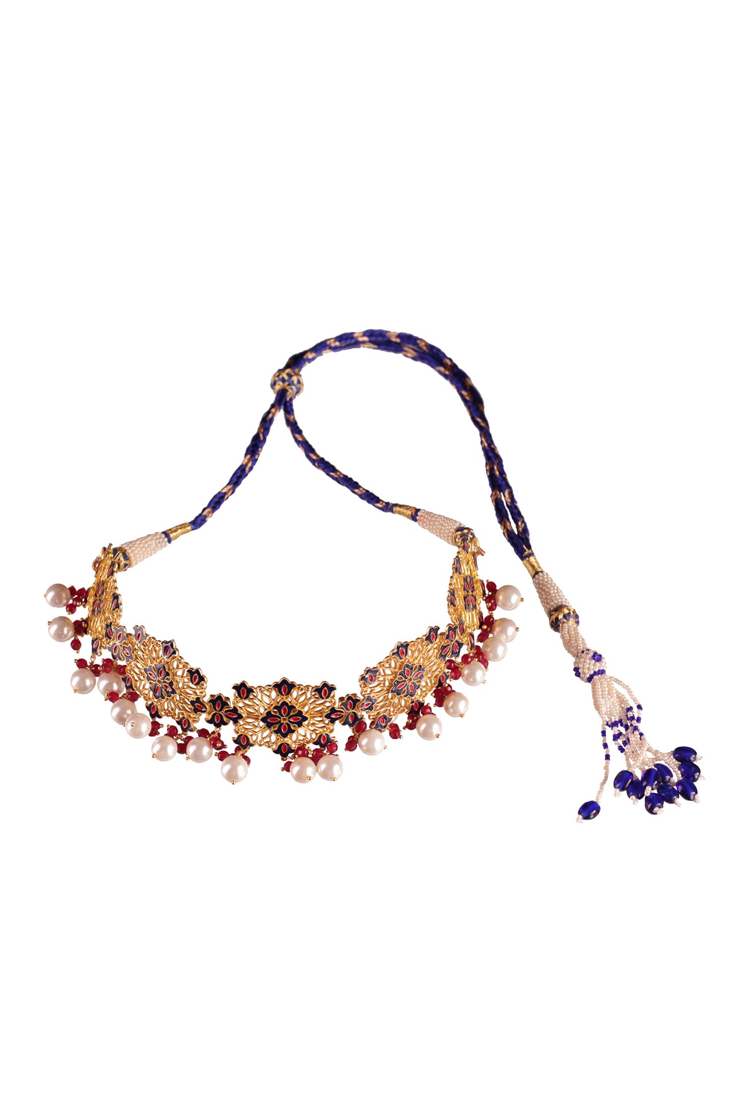 Floral Enamel Bead Drop Choker 