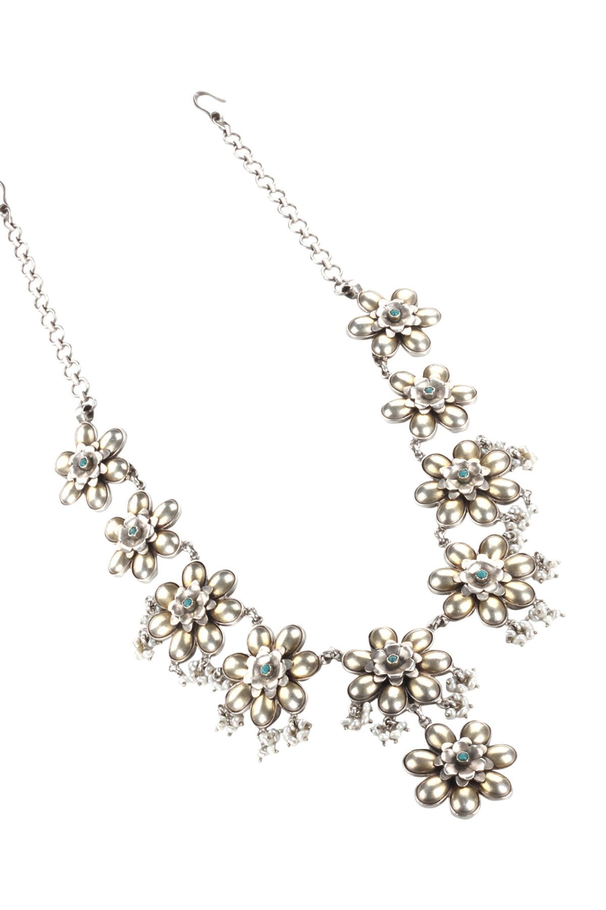 Handmade Floral Stone Pendant Necklace 