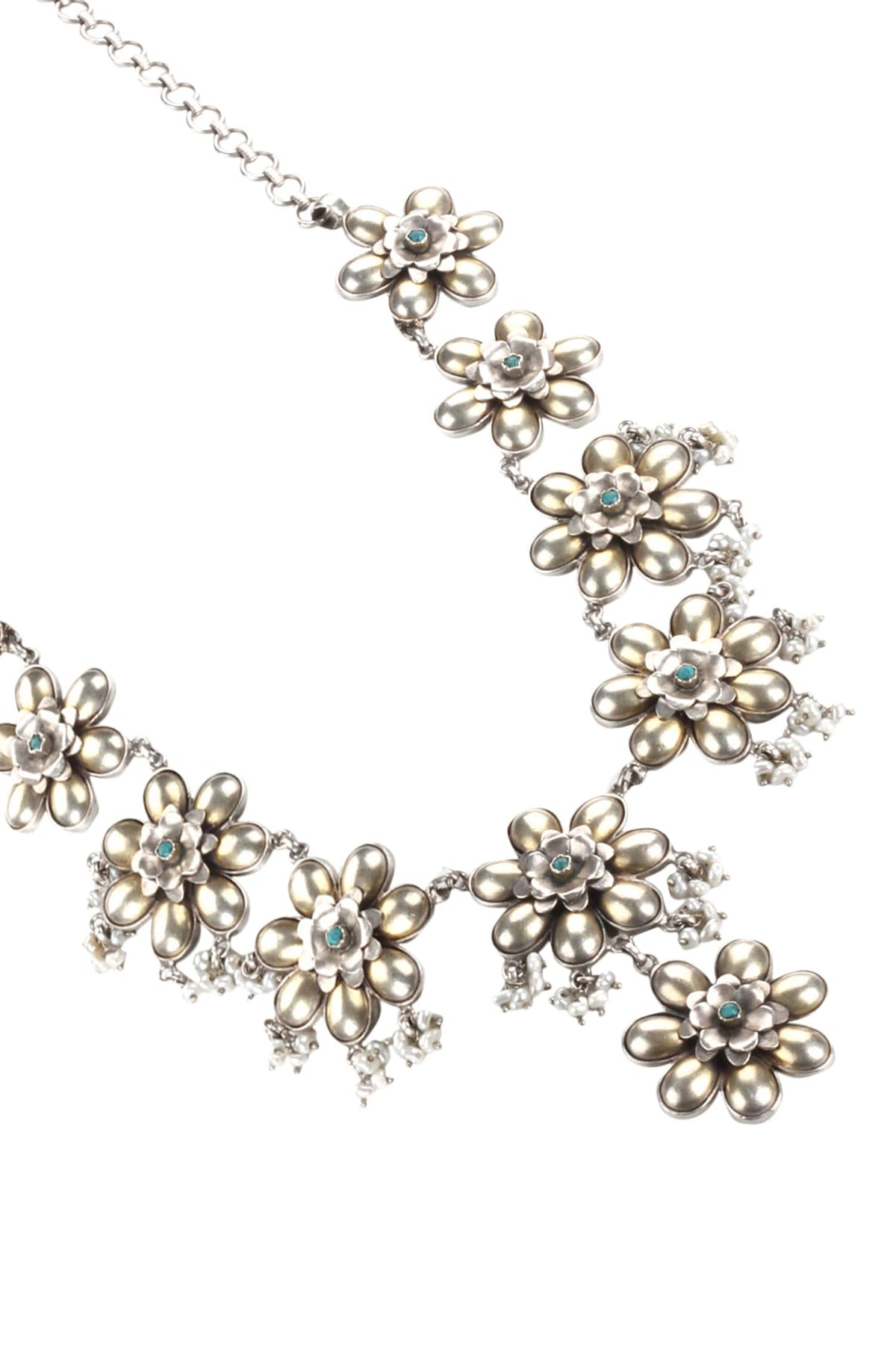 Handmade Floral Stone Pendant Necklace 