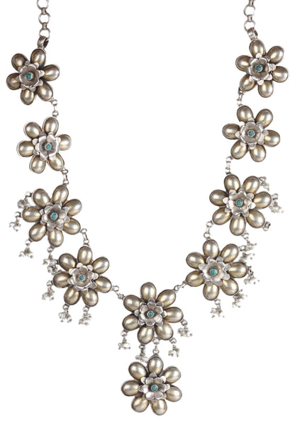 Handmade Floral Stone Pendant Necklace 