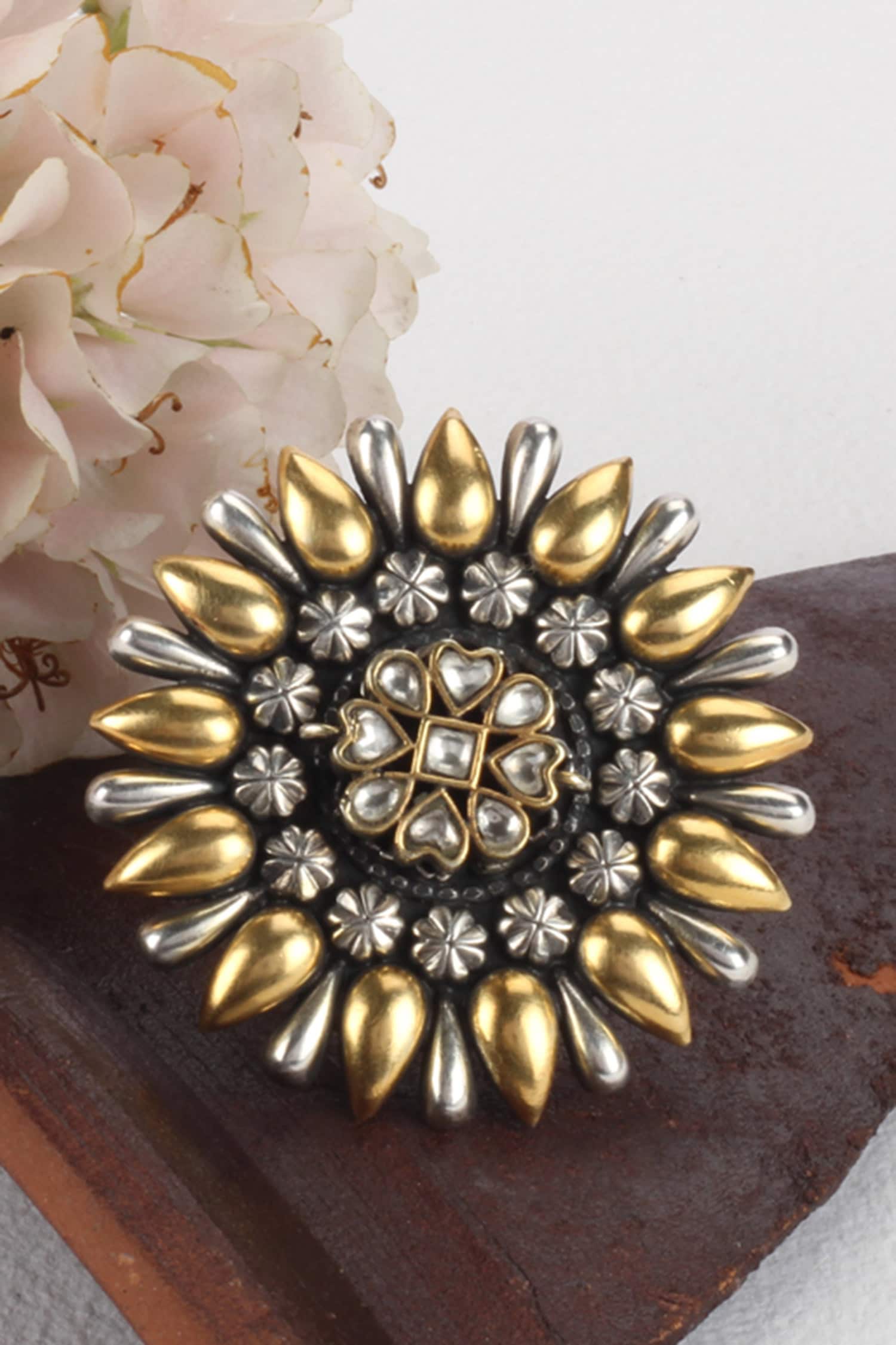 Handmade Kundan Floral Ring 