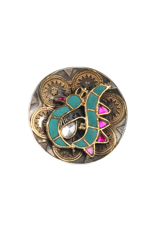 Handmade Carved Kundan Ring 