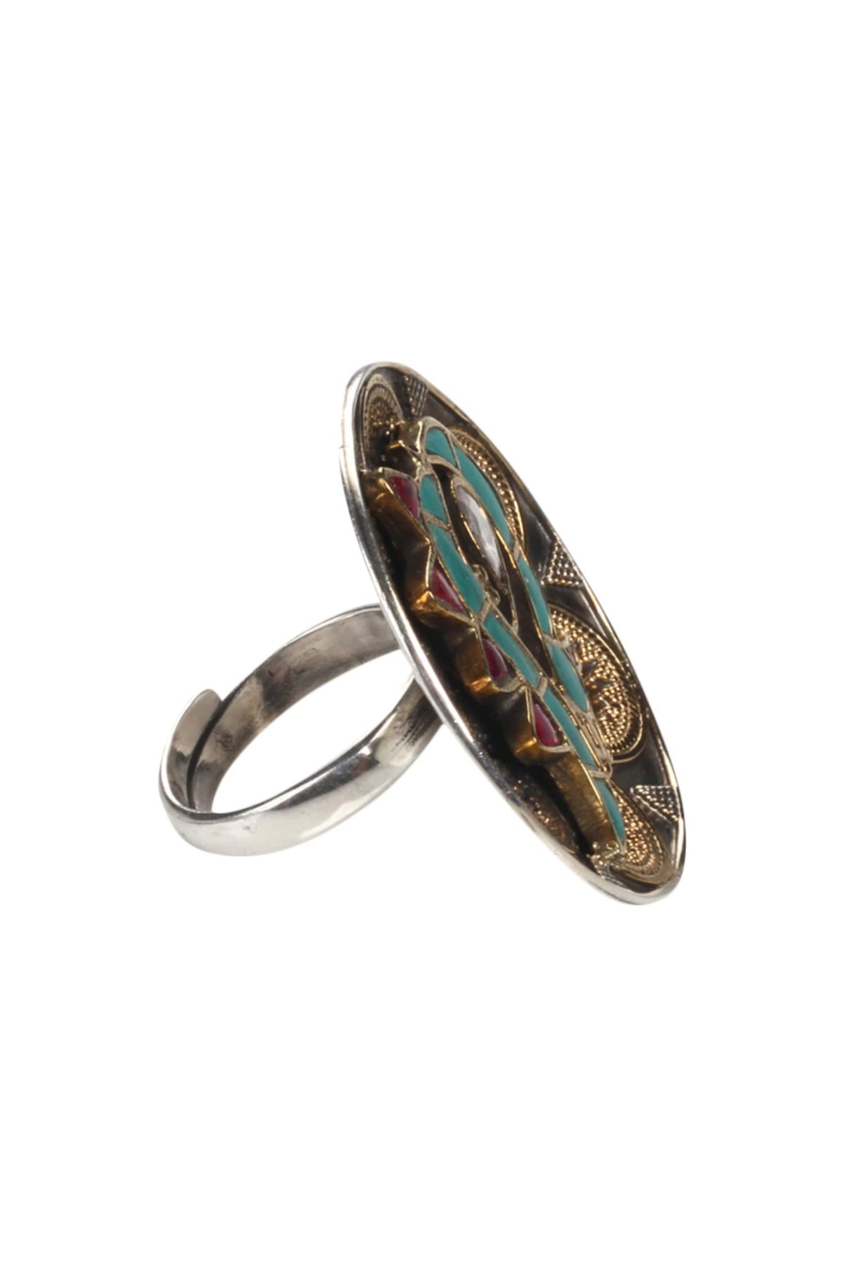 Handmade Carved Kundan Ring 