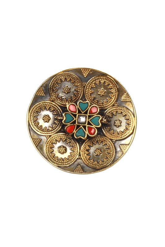 Handmade Carved Kundan Ring 