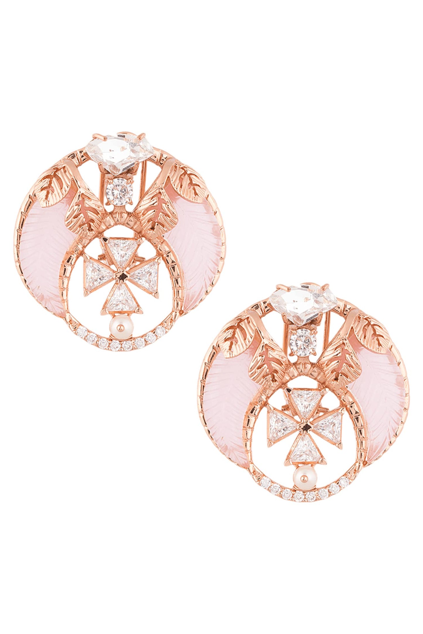 Rouge Crystal Tusk Stud Earrings 