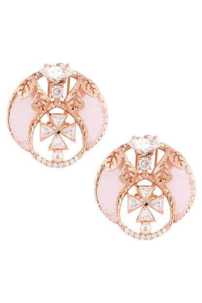 Rouge Crystal Tusk Stud Earrings 