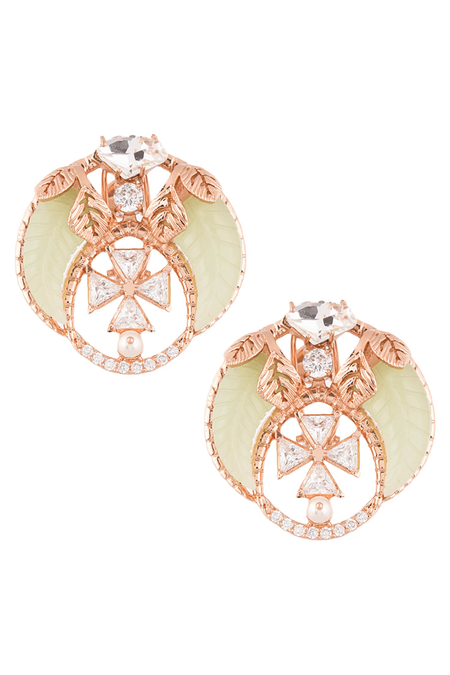 Jade Crystal Tusk Stud Earrings 