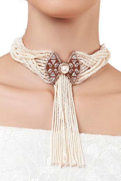 Regina Bead Tassel Pendant Choker 