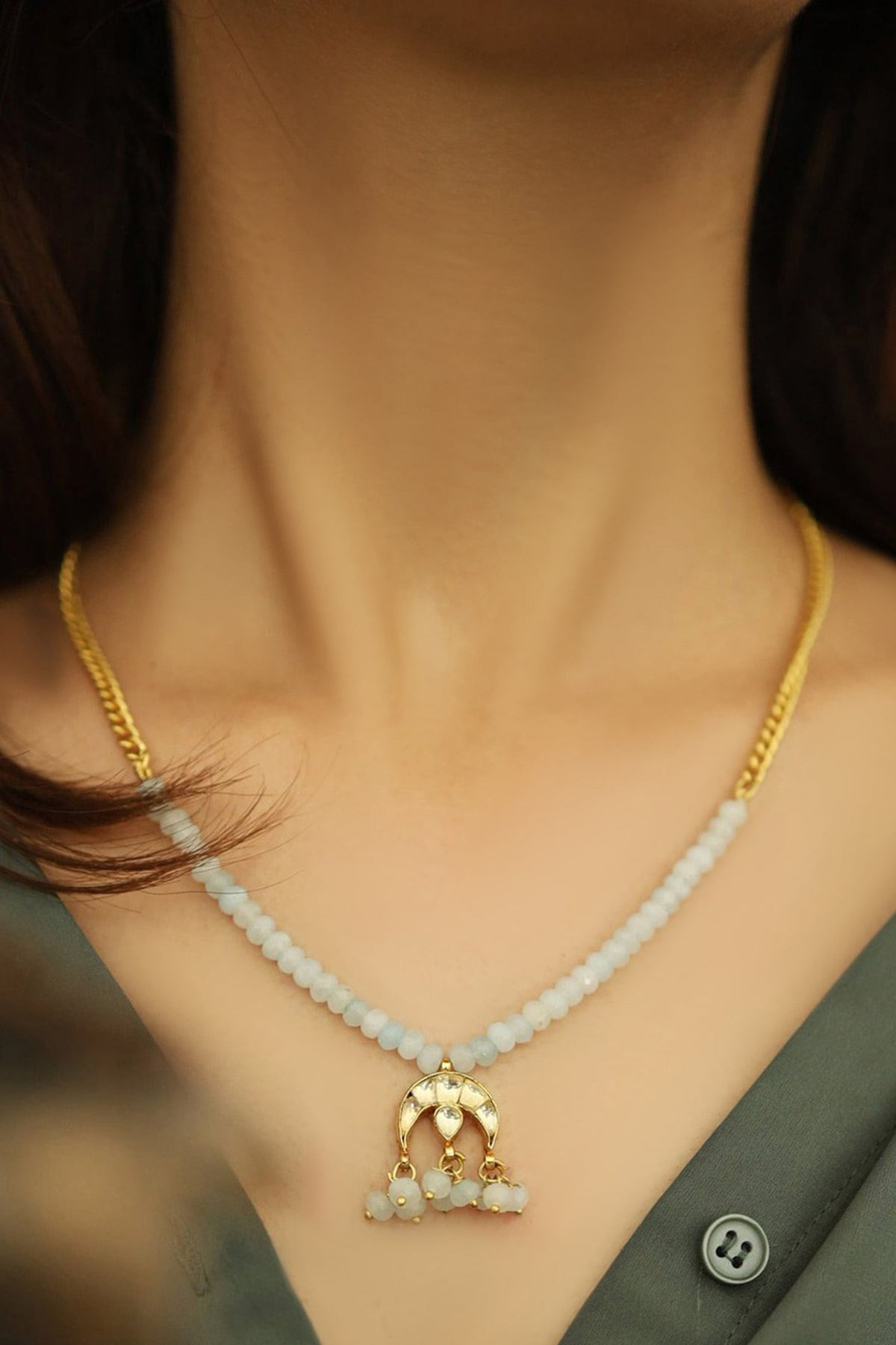 Crescent Moon Pendant Necklace 