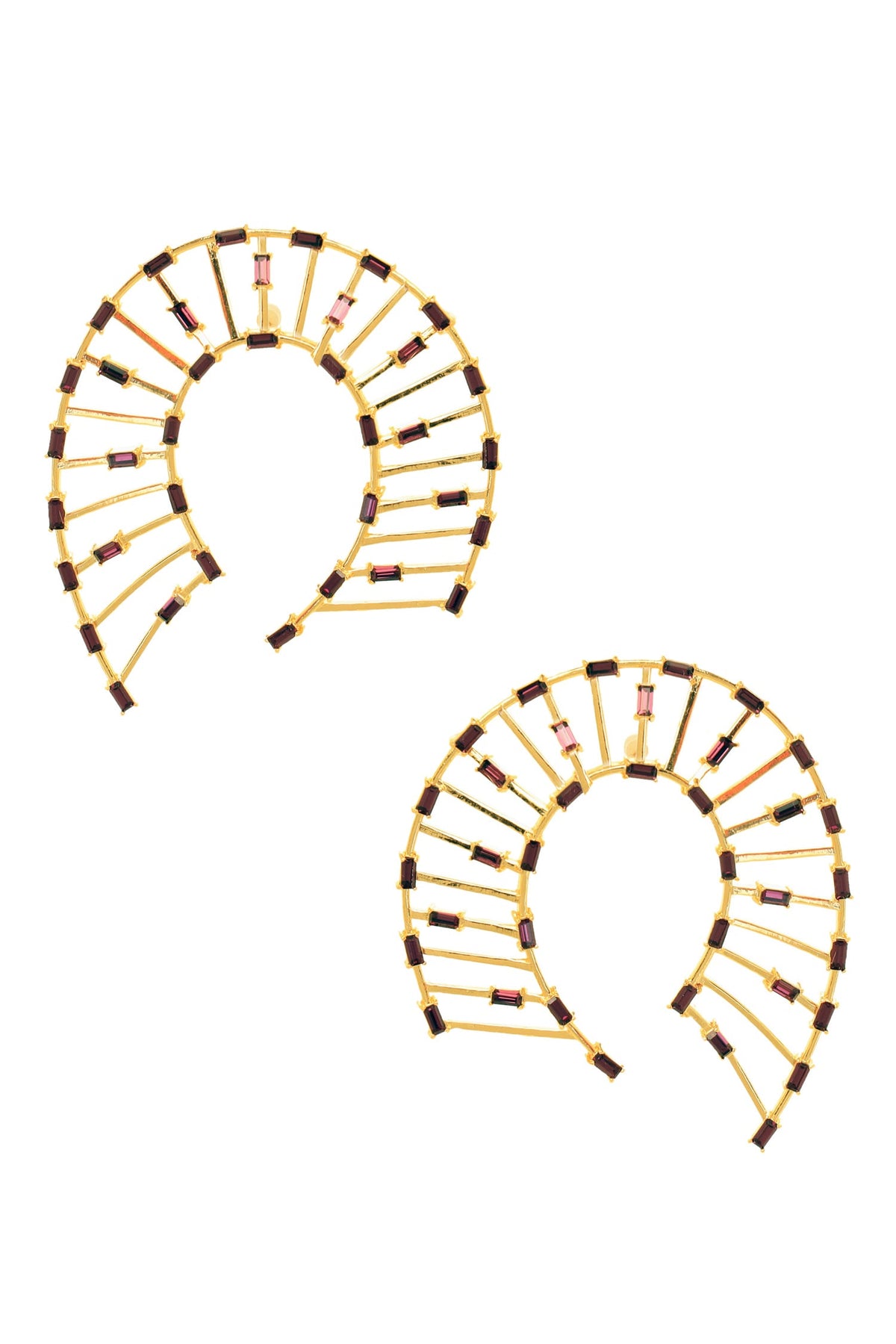 Horseshoe Shaped Studded Earrings 