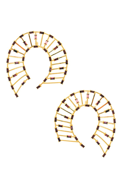 Horseshoe Shaped Studded Earrings 